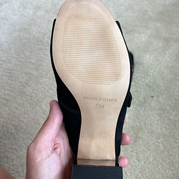 Marc Fisher Black Suede Mirror Block Heel Mule - Picture 5 of 7